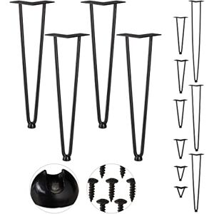 Relaxdays Hairpin Legs, 4er Set, 2 Streben, Metall, Haarnadel Tischbein für Hocker, Tisch & Schrank, 45 cm hoch, schwarz Relaxdays Hairpin Legs, 4er Set, 2 Streben, Metall, Haarnadel Tischbein für Hocker, Tisch & Schrank, 45 cm hoch, schwarz