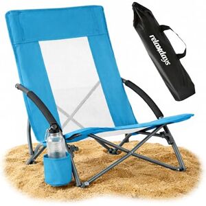 Relaxdays Strandstuhl faltbar, Tasche, Getränkehalter, 135 kg, Mesh-Design, Leichter Klappstuhl, Polyester, Metall, blau Relaxdays Strandstuhl faltbar, Tasche, Getränkehalter, 135 kg, Mesh-Design, Leichter Klappstuhl, Polyester, Metall, blau