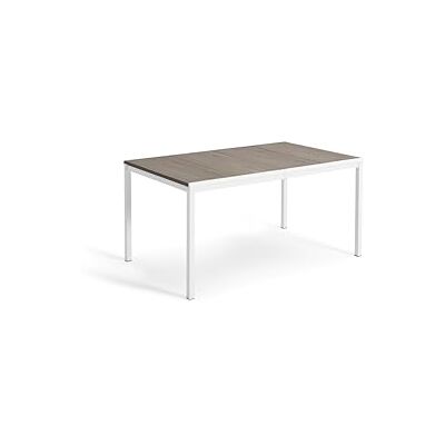 Keter Avon Rechteckiger Esstisch für den Außenbereich, Garten, Terrasse, 159 x 95 x 75 cm, 6 Personen, Eschenholzdesign mit weißem Gestell, Polypropylen, uv-beständig und Keter Avon Rechteckiger Esstisch für den Außenbereich, Garten, Terrasse, 159 x 95 x 75 cm, 6 Personen, Eschenholzdesign mit weißem Gestell, Polypropylen, uv-beständig und