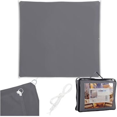 Relaxdays Sonnensegel, 5x5 m, Polyester, wasserdicht, Segeltuch Ösen & Spannseile, Sonnentuch quadratisch, dunkelgrau Relaxdays Sonnensegel, 5x5 m, Polyester, wasserdicht, Segeltuch Ösen & Spannseile, Sonnentuch quadratisch, dunkelgrau