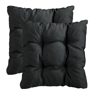 Traumnacht Cozy Stuhlkissen 2er Set 38 x 38 x 6 cm, Sitzkissen für Gartenstuhl, Küche & Esszimmer, bequemes Indoor & Outdoor Stuhlpolster, schwarz Traumnacht Cozy Stuhlkissen 2er Set 38 x 38 x 6 cm, Sitzkissen für Gartenstuhl, Küche & Esszimmer, bequemes Indoor & Outdoor Stuhlpolster, schwarz