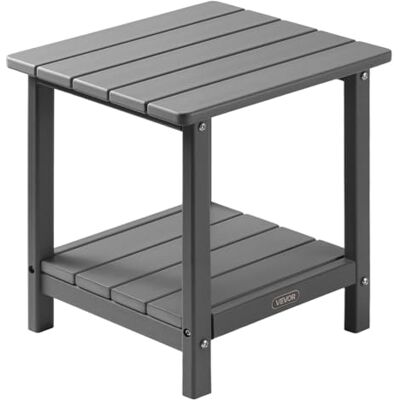 VEVOR Beistelltisch Kunststoff, 45x38x44 cm, Gartentisch aus HDPE, Balkontisch mit 2 Ablagen, Nachttisch, Couchtisch, Dekotisch, geeignet für Terrasse, Pool, Strand, Veranda, Garten, Grau VEVOR Beistelltisch Kunststoff, 45x38x44 cm, Gartentisch aus HDPE, Balkontisch mit 2 Ablagen, Nachttisch, Couchtisch, Dekotisch, geeignet für Terrasse, Pool, Strand, Veranda, Garten, Grau