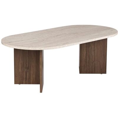 Hanah Home Moderner Couchtisch, 119 cm x 40 cm x 60 cm, Travertine & Walnuss-Farben 100% melaminbeschichtete Spanplatte, 18 mm Stärke stilvolles & funktionales Design für zeitgemäße Wohnräume Hanah Home Moderner Couchtisch, 119 cm x 40 cm x 60 cm, Travertine & Walnuss-Farben 100% melaminbeschichtete Spanplatte, 18 mm Stärke stilvolles & funktionales Design für zeitgemäße Wohnräume