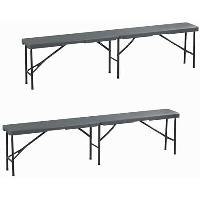 Relaxdays Bierbank 2er Set, klappbar, Kunststoff, Stahl, Campingbank, Balkon & Garten, HxBxT: 43 x 180 x 25 cm, grau Relaxdays Bierbank 2er Set, klappbar, Kunststoff, Stahl, Campingbank, Balkon & Garten, HxBxT: 43 x 180 x 25 cm, grau