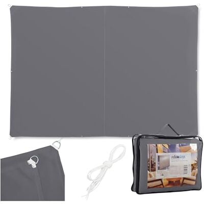 Relaxdays Sonnensegel, 2x3 m, Polyester, wasserdicht, Segeltuch mit Ösen, Spannseilen, Sonnentuch rechteckig, dunkelgrau Relaxdays Sonnensegel, 2x3 m, Polyester, wasserdicht, Segeltuch mit Ösen, Spannseilen, Sonnentuch rechteckig, dunkelgrau