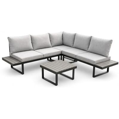 Greemotion Lounge-Set Pisa, Hellgrau, L-Form, Stahl, Grau Greemotion Lounge-Set Pisa, Hellgrau, L-Form, Stahl, Grau