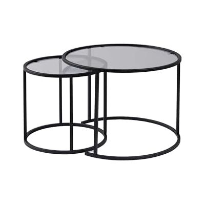 Aurum Couchtisch-Set - Modernes Schwarz-Grau Glas Aurum Couchtisch-Set - Modernes Schwarz-Grau Glas