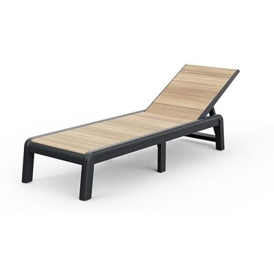 Keter Avon Sonnenliege für Garten oder Pool mit 4-Fach Verstellbarer Rückenlehne, klappbare Gartenliege, Holzoptik, 191.5 x 58 x 4.5 cm, pflegeleicht, wetterfest und UV-beständig Keter Avon Sonnenliege für Garten oder Pool mit 4-Fach Verstellbarer Rückenlehne, klappbare Gartenliege, Holzoptik, 191.5 x 58 x 4.5 cm, pflegeleicht, wetterfest und UV-beständig