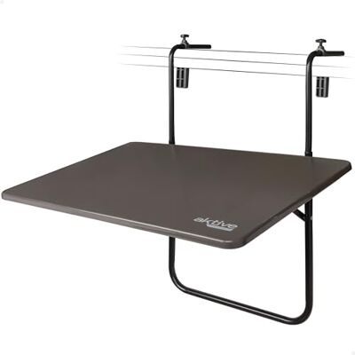 AKTIVE 61034 Balkon-Klapptisch mit mehreren Positionen zum Aufhängen Balkontisch klappbar 60x40cm Balkon-Hängetisch aus Stahl und Holz 3 Positionen, trägt max. 20 kg AKTIVE 61034 Balkon-Klapptisch mit mehreren Positionen zum Aufhängen Balkontisch klappbar 60x40cm Balkon-Hängetisch aus Stahl und Holz 3 Positionen, trägt max. 20 kg