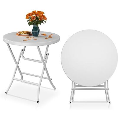 YITAHOME 80cm Gartentisch, Runder Klapptisch, Balkontisch Klappbar, Campingtisch Wetterfest für Outdoor Party Strand BBQ, mit Rostfreie Metallrahmen, 80 x 80 x 74cm, Weiß YITAHOME 80cm Gartentisch, Runder Klapptisch, Balkontisch Klappbar, Campingtisch Wetterfest für Outdoor Party Strand BBQ, mit Rostfreie Metallrahmen, 80 x 80 x 74cm, Weiß