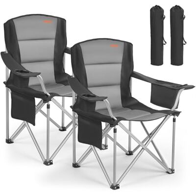 VEVOR 2 x Campingstühle (Übergroß) Faltstühle 204 kg Belastbar, Anglerstühle mit Gepolsterter Rückenlehne & Armlehnen, Klappstühel mit Getränkehalter & Seitentasche, für Outdoor-Aktivitäten Angeln VEVOR 2 x Campingstühle (Übergroß) Faltstühle 204 kg Belastbar, Anglerstühle mit Gepolsterter Rückenlehne & Armlehnen, Klappstühel mit Getränkehalter & Seitentasche, für Outdoor-Aktivitäten Angeln