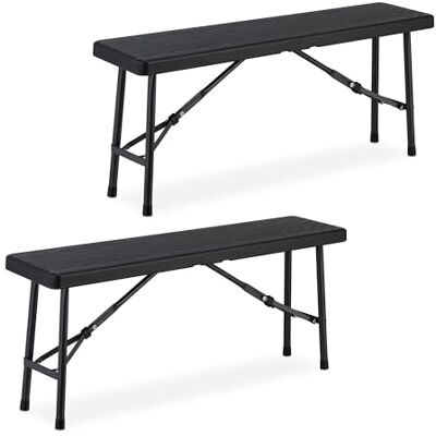 Relaxdays Bierbank 2er Set, klappbar, Kunststoff, Stahl, Campingbank, Balkon & Garten, HxBxT: 42 x 100 x 25 cm, schwarz Relaxdays Bierbank 2er Set, klappbar, Kunststoff, Stahl, Campingbank, Balkon & Garten, HxBxT: 42 x 100 x 25 cm, schwarz