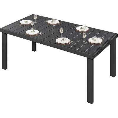 YITAHOME Gartentisch, 140x90cm Terrassentisch mit WPC-Holztischplatte und Aluminiumrahmen, wetterfest, quadratischer Outdoor-Terrassentisch mit E-Beschichtung, Outdoor-Esstisch für Garten, Schwarz YITAHOME Gartentisch, 140x90cm Terrassentisch mit WPC-Holztischplatte und Aluminiumrahmen, wetterfest, quadratischer Outdoor-Terrassentisch mit E-Beschichtung, Outdoor-Esstisch für Garten, Schwarz