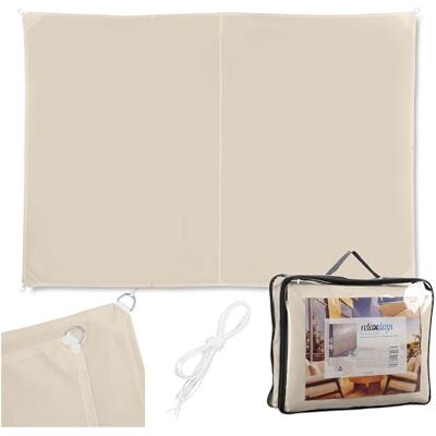Relaxdays Sonnensegel, 2x4 m, Polyester, wasserdicht, Segeltuch mit Ösen & Spannseilen, Sonnentuch rechteckig, beige Relaxdays Sonnensegel, 2x4 m, Polyester, wasserdicht, Segeltuch mit Ösen & Spannseilen, Sonnentuch rechteckig, beige