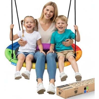 SereneLife Nestschaukel Indoor Outdoor, 100 cm Kinder Schaukel, bis 270 kg belastbar, Baumschaukel für Garten, Kinder & Erwachsene, Regenbogen SereneLife Nestschaukel Indoor Outdoor, 100 cm Kinder Schaukel, bis 270 kg belastbar, Baumschaukel für Garten, Kinder & Erwachsene, Regenbogen