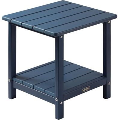 VEVOR Beistelltisch Kunststoff, 45x38x44 cm, Gartentisch aus HDPE, Balkontisch mit 2 Ablagen, Nachttisch, Couchtisch, Dekotisch, geeignet für Terrasse, Pool, Strand, Veranda, Garten, Blau VEVOR Beistelltisch Kunststoff, 45x38x44 cm, Gartentisch aus HDPE, Balkontisch mit 2 Ablagen, Nachttisch, Couchtisch, Dekotisch, geeignet für Terrasse, Pool, Strand, Veranda, Garten, Blau