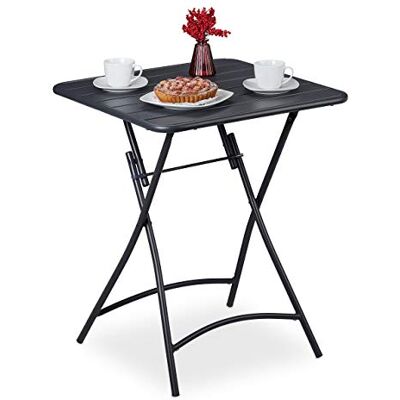 Relaxdays Balkontisch klappbar, Gartentisch quadratisch, HxBxT: 74 x 59 x 59 cm, wetterfest, Klapptisch Stahl, anthrazit, 10036105 Relaxdays Balkontisch klappbar, Gartentisch quadratisch, HxBxT: 74 x 59 x 59 cm, wetterfest, Klapptisch Stahl, anthrazit, 10036105