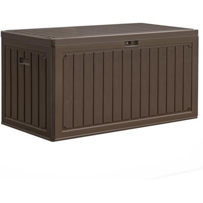 YITAHOME 303L Gartenbox Auflagenbox, HDPE Aufbewahrungsbox mit Schloss & Seitengriffen, Wetterfeste Sitzbank für Terrasse, Gartenmöbel, Kissen, Poolzubehör, Braun YITAHOME 303L Gartenbox Auflagenbox, HDPE Aufbewahrungsbox mit Schloss & Seitengriffen, Wetterfeste Sitzbank für Terrasse, Gartenmöbel, Kissen, Poolzubehör, Braun