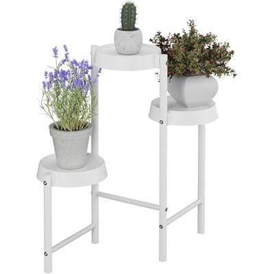 Relaxdays Pflanzenständer, 3 Ablagen, Metall & Kunststoff, HxBxT: 61 x 55 x 30 cm, Innenbereich, Blumenständer, weiß Relaxdays Pflanzenständer, 3 Ablagen, Metall & Kunststoff, HxBxT: 61 x 55 x 30 cm, Innenbereich, Blumenständer, weiß