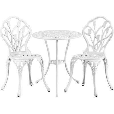Yaheetech 3tlg Bistro-Set Balkonset Gartenset Essgruppe Sitzgruppe Gartentisch mit 2 Stühlen, Weiß Yaheetech 3tlg Bistro-Set Balkonset Gartenset Essgruppe Sitzgruppe Gartentisch mit 2 Stühlen, Weiß