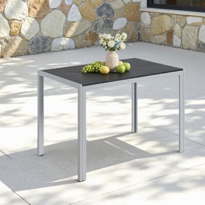 Clevich Gartentisch Wetterfeste, 110x70cm, Outdoor-Esstisch, WPC-Balkontisch, Aluminiumrahmen, Wetterfeste Gartenmöbel, quadratischer Terrassentisch, Silber Grau Clevich Gartentisch Wetterfeste, 110x70cm, Outdoor-Esstisch, WPC-Balkontisch, Aluminiumrahmen, Wetterfeste Gartenmöbel, quadratischer Terrassentisch, Silber Grau