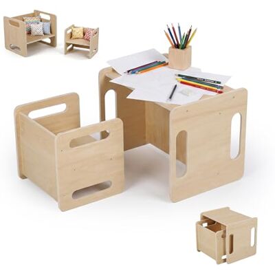 Relaxdays Kindersitzgruppe, 2-teiliges Set, Kindertisch mit Stuhl, Holz, Montessori Sitzgruppe, Kinderzimmer, Natur Relaxdays Kindersitzgruppe, 2-teiliges Set, Kindertisch mit Stuhl, Holz, Montessori Sitzgruppe, Kinderzimmer, Natur