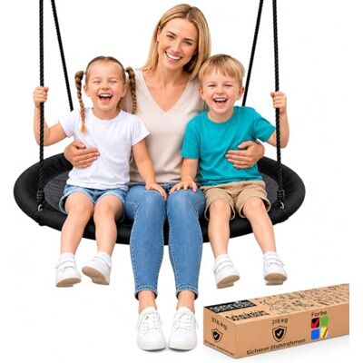 SereneLife Nestschaukel Indoor Outdoor, 100 cm Kinder Schaukel, bis 270 kg belastbar, Baumschaukel für Garten, Kinder & Erwachsene, Schwarz SereneLife Nestschaukel Indoor Outdoor, 100 cm Kinder Schaukel, bis 270 kg belastbar, Baumschaukel für Garten, Kinder & Erwachsene, Schwarz