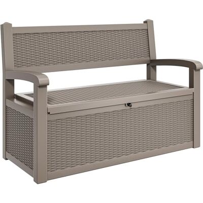 YITAHOME Aufbewahrungsbox mit 270L Fassungsvermögen, Allwetter-Resin Gartenbank mit abschließbarem Deckel, Gartenaufbewahrung für Terrassenmöbel, Kissen, Werkzeuge und Poolzubehör,Hellbrauner-Stuhl YITAHOME Aufbewahrungsbox mit 270L Fassungsvermögen, Allwetter-Resin Gartenbank mit abschließbarem Deckel, Gartenaufbewahrung für Terrassenmöbel, Kissen, Werkzeuge und Poolzubehör,Hellbrauner-Stuhl
