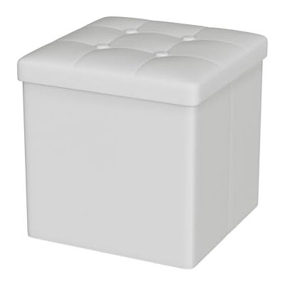Oak & Tea PU Sitzhocker mit Stauraum, Hocker mit Stauraum, Sitzwürfel Klappbar, Aufbewahrungsbox Hocker, Kleine Sitzbank, Ottomane Sofa Fußhocker, für Wohnzimmer, Schlafzimmer, 30x30x30cm, Weiß Oak & Tea PU Sitzhocker mit Stauraum, Hocker mit Stauraum, Sitzwürfel Klappbar, Aufbewahrungsbox Hocker, Kleine Sitzbank, Ottomane Sofa Fußhocker, für Wohnzimmer, Schlafzimmer, 30x30x30cm, Weiß