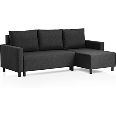 Traumnacht Schlafsofa Avallon, Ecksofa in L-Form mit Schlaffunktion und Stauraum in der Ottomane, produziert nach deutschem Qualitätsstandard, anthrazit, 136 x 224 x 80 cm Traumnacht Schlafsofa Avallon, Ecksofa in L-Form mit Schlaffunktion und Stauraum in der Ottomane, produziert nach deutschem Qualitätsstandard, anthrazit, 136 x 224 x 80 cm