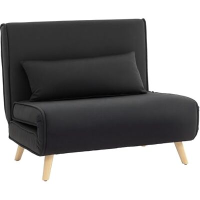 HOMCOM Einzelsofa mit Verstellbarer Rückenlehne Liege 94x78x80 cm Schwarz HOMCOM Einzelsofa mit Verstellbarer Rückenlehne Liege 94x78x80 cm Schwarz