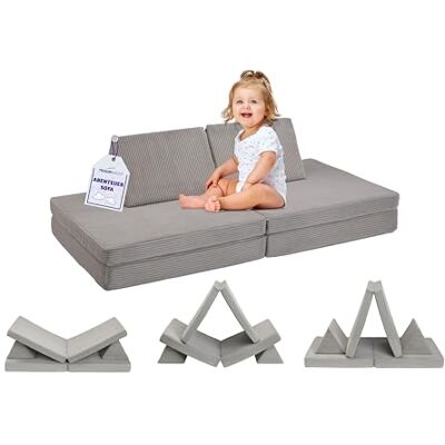 Traumnacht Abenteuer Sofa mit kuscheligem Bezug aus hochwertigem Kord Gewebe, waschbar, 81,5 x 81,5 x 12 cm, steingrau, produziert nach deutschem Qualitätsstandard Traumnacht Abenteuer Sofa mit kuscheligem Bezug aus hochwertigem Kord Gewebe, waschbar, 81,5 x 81,5 x 12 cm, steingrau, produziert nach deutschem Qualitätsstandard