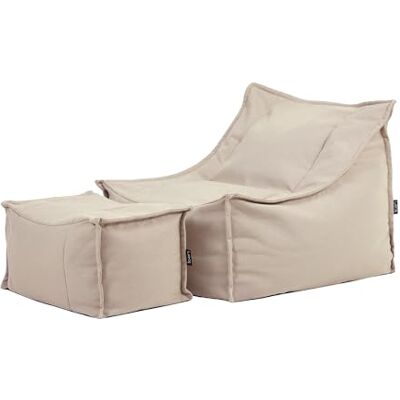 Icon Alto Outdoor Sitzsack Sessel mit Hocker, Beige, Olefin Stoff für Drinnen und Draußen, Riesen Sitzsack mit Füllung, Bequemer Sessel, Garten, Terrasse, Lounge, Wohnzimmer Icon Alto Outdoor Sitzsack Sessel mit Hocker, Beige, Olefin Stoff für Drinnen und Draußen, Riesen Sitzsack mit Füllung, Bequemer Sessel, Garten, Terrasse, Lounge, Wohnzimmer