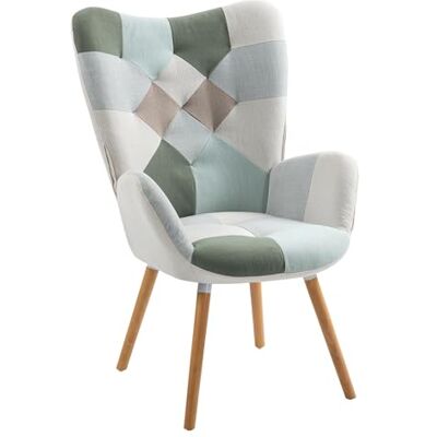 MEUBLE COSY Sessel Relaxsessel Lehnstühle Polstersessel Einzelsofa mit Holzbein Ohrensessel für Wohnzimmer Schlafzimmer Büro Vanity, Patchwork MEUBLE COSY Sessel Relaxsessel Lehnstühle Polstersessel Einzelsofa mit Holzbein Ohrensessel für Wohnzimmer Schlafzimmer Büro Vanity, Patchwork