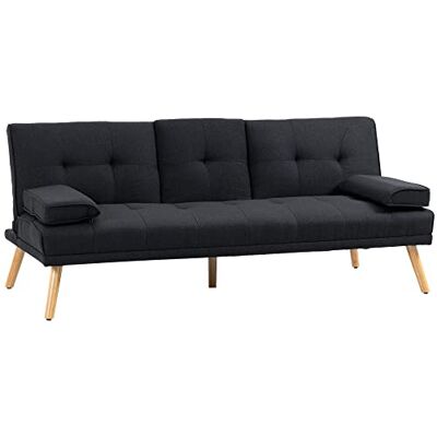 HOMCOM Schlafsofa, 3-Sitzer Sofa, Schlafcouch mit Klappbarem Tisch, Becherhalter, Bettsofa mit Leinenoptik, Couch Gästebet für Wohnzimmer, Grau HOMCOM Schlafsofa, 3-Sitzer Sofa, Schlafcouch mit Klappbarem Tisch, Becherhalter, Bettsofa mit Leinenoptik, Couch Gästebet für Wohnzimmer, Grau