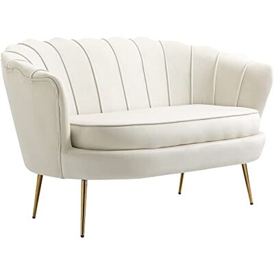 HOMCOM Sofa 2 Sitzer Couch mit Armlehne, 130 x 77 x 77 cm Cremeweiß HOMCOM Sofa 2 Sitzer Couch mit Armlehne, 130 x 77 x 77 cm Cremeweiß