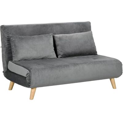 HOMCOM 3 in 1 Schlafsofa 130 x 190 cm Sofa mit Bettfunktion Klappbar Grau HOMCOM 3 in 1 Schlafsofa 130 x 190 cm Sofa mit Bettfunktion Klappbar Grau