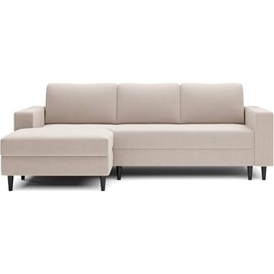 Selsey Ecksofa Nalika in L-Form mit einem Behälter aus cremefarbenem hydrophobem Velours auf der linken Seite Selsey Ecksofa Nalika in L-Form mit einem Behälter aus cremefarbenem hydrophobem Velours auf der linken Seite