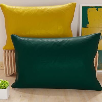 PETTI Artigiani Italiani 2er-Set Kissenbezüge 70x50 cm aus Mikrofaser, Dekokissen-Bezüge für Schlafzimmer und Sofa, Set mit 2 Kissenhüllen, Wende-Kissenbezug Double-Face Smaragdgrün Ockergelb PETTI Artigiani Italiani 2er-Set Kissenbezüge 70x50 cm aus Mikrofaser, Dekokissen-Bezüge für Schlafzimmer und Sofa, Set mit 2 Kissenhüllen, Wende-Kissenbezug Double-Face Smaragdgrün Ockergelb