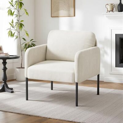 COLAMY Gepolsterter Ohrensessel aus Samt – Moderner Lounge-Sessel mit weicher Rückenlehne, Komfortabler Sessel für Wohnzimmer, Schlafzimmer, Apartment & Leseecke, Beige COLAMY Gepolsterter Ohrensessel aus Samt – Moderner Lounge-Sessel mit weicher Rückenlehne, Komfortabler Sessel für Wohnzimmer, Schlafzimmer, Apartment & Leseecke, Beige