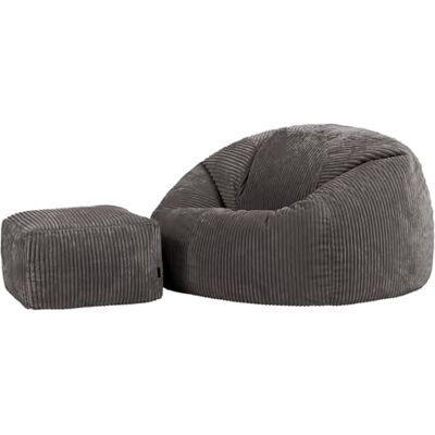 Icon Kingston XXL Sitzsack Cord mit Hocker, Dunkelgrau, Sitzsack Erwachsene mit Füllung, Bean Bag, Cord Sessel, Lounge Sessel, Lounge Stuhl, Schlafzimmer, Wohnzimmer, Wohnzimmer Möbel Icon Kingston XXL Sitzsack Cord mit Hocker, Dunkelgrau, Sitzsack Erwachsene mit Füllung, Bean Bag, Cord Sessel, Lounge Sessel, Lounge Stuhl, Schlafzimmer, Wohnzimmer, Wohnzimmer Möbel