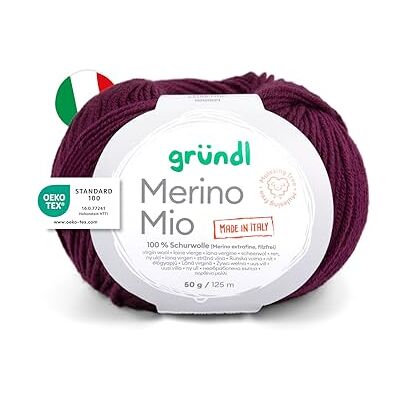Gründl Wolle Merino Mio Merinowolle 1 Knäuel, weinrot Gründl Wolle Merino Mio Merinowolle 1 Knäuel, weinrot