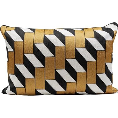 Kare Design Kissen Scale, Weiß/Gelb/Schwarz, Abnehmbarer Bezug mit Reisverschluss, mit Füllung, Geometrisches Muster, Geflochten, Dekokissen, Zierkissen, Wohnaccessoire, 60x40 cm (H/B) Kare Design Kissen Scale, Weiß/Gelb/Schwarz, Abnehmbarer Bezug mit Reisverschluss, mit Füllung, Geometrisches Muster, Geflochten, Dekokissen, Zierkissen, Wohnaccessoire, 60x40 cm (H/B)