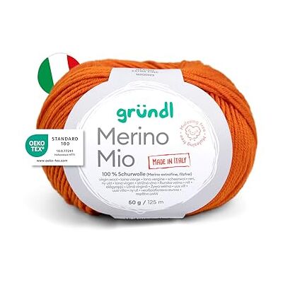 Gründl Wolle Merino Mio Merinowolle 1 Knäuel, orange Gründl Wolle Merino Mio Merinowolle 1 Knäuel, orange