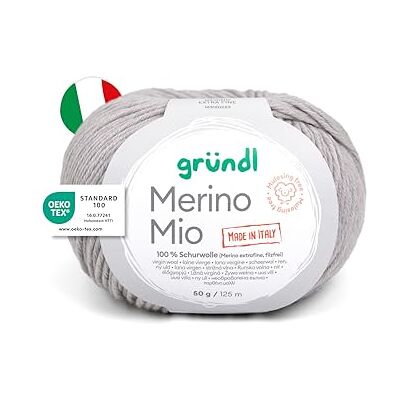 Gründl Wolle Merino Mio Merinowolle 1 Knäuel, lichtgrau Gründl Wolle Merino Mio Merinowolle 1 Knäuel, lichtgrau