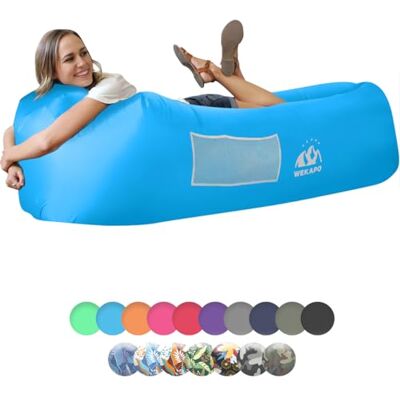 WEKAPO Aufblasbarer Lounger mit Tragebeutel, Sicherungsstock und Pflaschenöffner für Reisen, Camping, Wander, Schwimmbad- und Strandparties. WEKAPO Aufblasbarer Lounger mit Tragebeutel, Sicherungsstock und Pflaschenöffner für Reisen, Camping, Wander, Schwimmbad- und Strandparties.