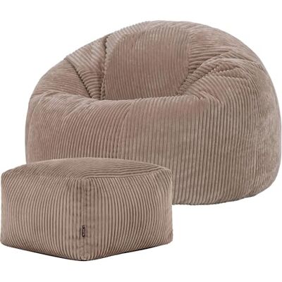 Icon Kingston Sitzsack mit Hocker Cord, Mokkabraun, Sitzsack Erwachsene mit Füllung, Bean Bag, Cord Sessel, Lounge Sessel, Lounge Stuhl, Schlafzimmer, Wohnzimmer, Wohnzimmer Möbel Icon Kingston Sitzsack mit Hocker Cord, Mokkabraun, Sitzsack Erwachsene mit Füllung, Bean Bag, Cord Sessel, Lounge Sessel, Lounge Stuhl, Schlafzimmer, Wohnzimmer, Wohnzimmer Möbel