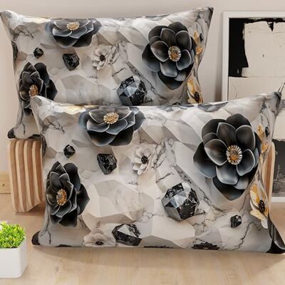 PETTI Artigiani Italiani Paar Kissenbezüge 40 x 60 cm aus Mikrofaser, Dekokissen für Schlafzimmer, Sofa, Wohnzimmer, Set mit 2 Kissenbezügen, Blumenmuster 06 7, 100% Made in Italy PETTI Artigiani Italiani Paar Kissenbezüge 40 x 60 cm aus Mikrofaser, Dekokissen für Schlafzimmer, Sofa, Wohnzimmer, Set mit 2 Kissenbezügen, Blumenmuster 06 7, 100% Made in Italy