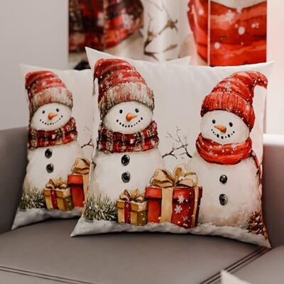 PETTI Artigiani Italiani Petti Italian Artisans – Paar 65 x 65 cm Mikrofaser-Kissenbezüge, Weihnachtsdekor-Kissen für Schlafzimmer, Sofa, Wohnzimmer, 2er-Set Kissenbezüge, Schneemann-Kissenbezug 01 PETTI Artigiani Italiani Petti Italian Artisans – Paar 65 x 65 cm Mikrofaser-Kissenbezüge, Weihnachtsdekor-Kissen für Schlafzimmer, Sofa, Wohnzimmer, 2er-Set Kissenbezüge, Schneemann-Kissenbezug 01