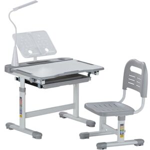 VEVOR Schreibtisch Set Kinderschreibtisch Arbeitstisch und Stuhl höhenverstellbare (53-71 cm) belastbar (100 kg) mit Tischlampe & 0–40° geneigten Schreibtischplatte für Schlafzimmer Grau VEVOR Schreibtisch Set Kinderschreibtisch Arbeitstisch und Stuhl höhenverstellbare (53-71 cm) belastbar (100 kg) mit Tischlampe & 0–40° geneigten Schreibtischplatte für Schlafzimmer Grau